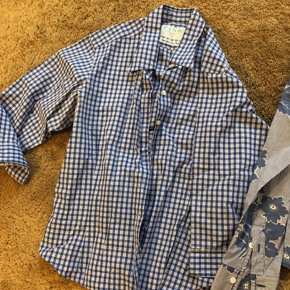 Two Button Down Patterned Blouses Size Large - image 2